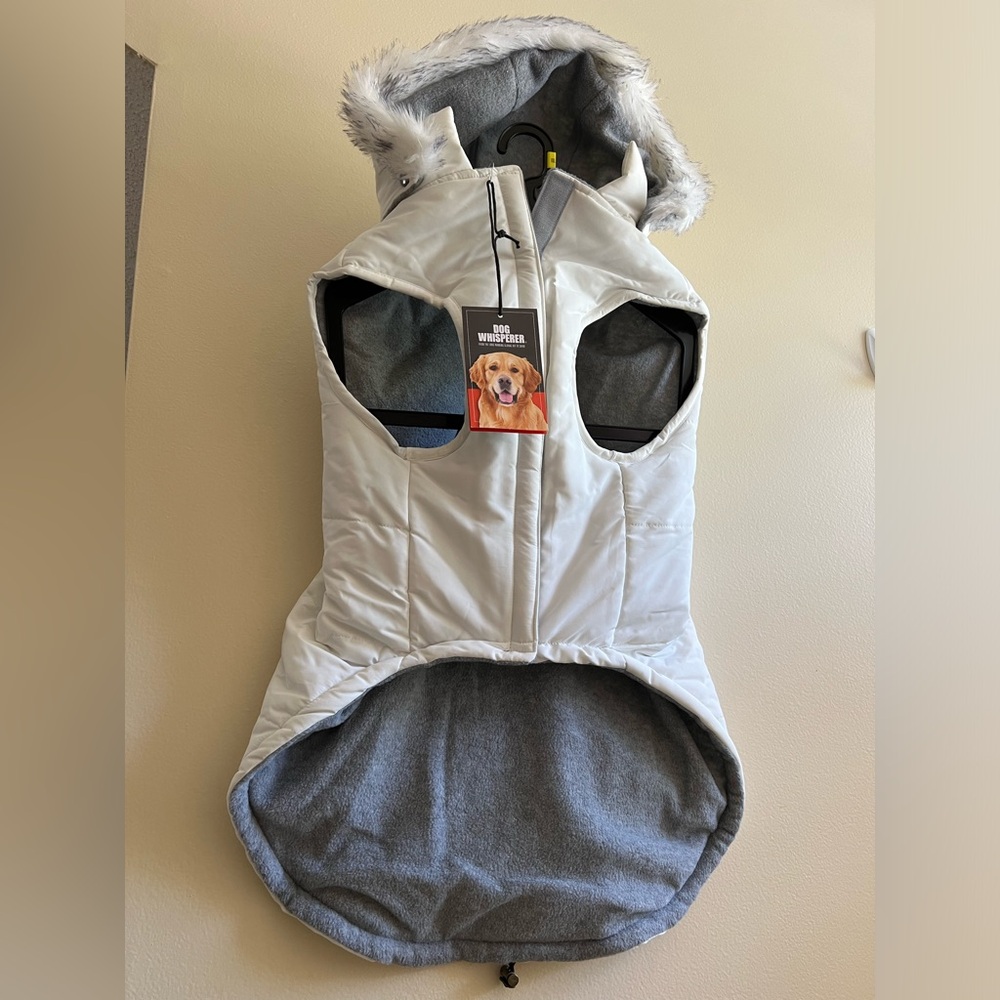 Dog Whisperer winter Coat with Removable Fur Trim Collar and Fleece Lining.